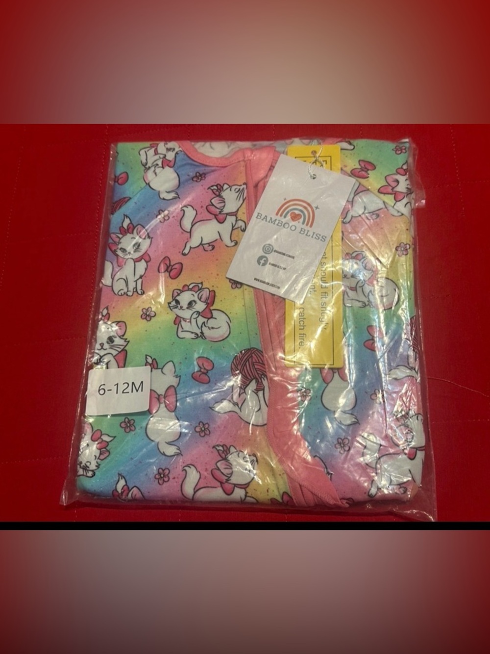 Bamboo Bliss Disney Marie Aristocats 6-12 Month Convertible Zippy Pajama NWT